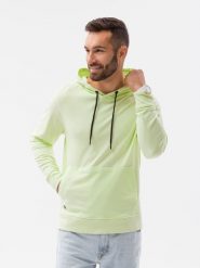 Bluza męska z kapturem - limonkowa V8 - Rozmiar: XXL. Bluzy Ombre Clothing, m, bez wzorów, z bawełny, z kapturem. W wyprzedaży za 29.99 zł.