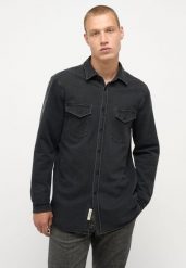 Męska Koszula MUSTANG Clemens Knit Terry Shirt Denim Black 1014626 4000 800. Czarne koszule Mustang, m, bez wzorów, z denimu, bez kołnierzyka, bez ramiączek. Za 149.99 zł.