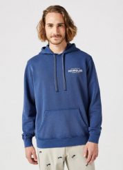 WRANGLER MĘSKA BLUZA GRAPHIC HOODIE NAVY 112350540 W671011976. Niebieskie bluzy Wrangler, m, bez wzorów, bez kaptura. Za 199.99 zł.