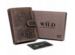 Portfel brązowy Always Wild N4L-P-CHM-1027 BROWN. Brązowe portfele Always Wild, bez wzorów, z nubiku. Za 50.00 zł.
