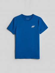 4F T-shirt slim gładki męski - niebieski XXL. Niebieskie t-shirty 4F, l, bez wzorów, z bawełny, bez kołnierzyka, bez ramiączek. Za 69.99 zł.