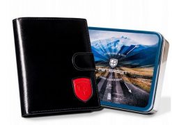 Portfel skórzany Peterson [D] PTN 22309L-VT-T czarny. Czarne portfele Peterson, bez wzorów, ze skóry. Za 114.00 zł.