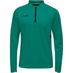 Hummel Tech Move Bluza męska 1/4 zip z kapturem, zielona, L. Zielone bluzy z kapturem Hummel, l, bez wzorów, z elastanu, z kapturem. Za 232.99 zł.