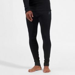 Legginsy termoaktywne męskie Odlo Active Warm. Czarne legginsy długie sportowe ODLO, m, bez wzorów, z elastanu, narciarskie. Za 179.99 zł.