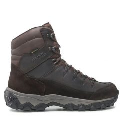 Trekkingi Meindl. Brązowe botki sznurowane MEINDL, bez wzorów, z gore-texu, bez obcasa, bez zapięcia. Za 1,109.00 zł.