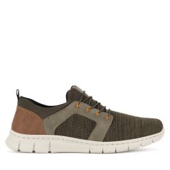Półbuty Rieker. Brązowe eleganckie półbuty Rieker, bez wzorów, bez obcasa, bez zapięcia. Za 369.99 zł.