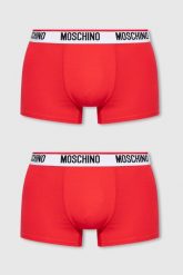 MOSCHINO Czerwone bokserki męskie 3PACK. Czerwone bokserki MOSCHINO, m, bez wzorów, z bawełny. W wyprzedaży za 179.99 zł.