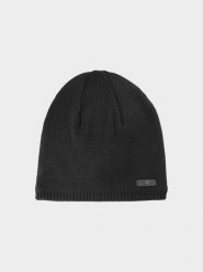 4F Czapka zimowa męska - czarna M. Czarne czapki zimowe 4F, bez wzorów, z syntetyku. W wyprzedaży za 59.99 zł.