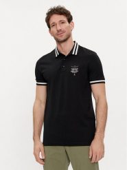Aeronautica Militare Polo 241PO1758P191 Czarny Regular Fit. Czarne koszulki polo Aeronautica Militare, m, bez wzorów, z bawełny, bez kołnierzyka, bez ramiączek. Za 349.99 zł.