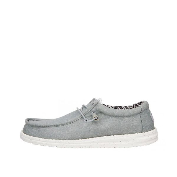 HeyDude Męskie Mokasyny Wally Stretch Canvas. Szare mokasyny Hey dude, bez wzorów, z materiału, bez obcasa, bez zapięcia. Za 259.00 zł.