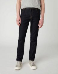 WRANGLER TEXAS MĘSKIE SPODNIE JEANSOWE SLIM DARK RINSE W12SP690A 112126514. Niebieskie eleganckie spodnie Wrangler, l, z bawełny, eleganckie. W wyprzedaży za 119.99 zł.