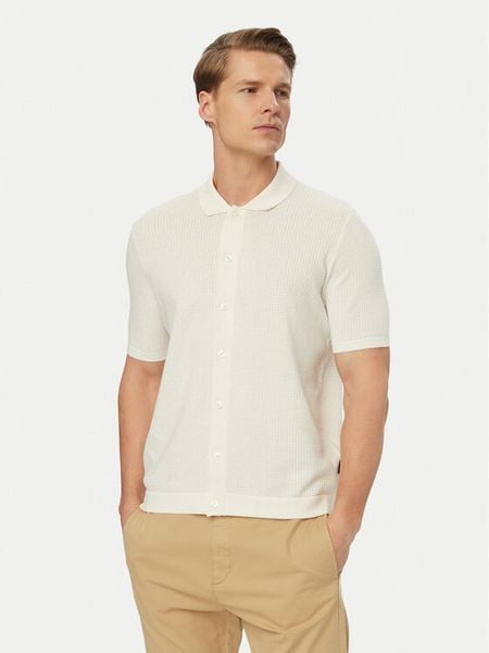 Bugatti Koszula 7100-15536E Biały Regular Fit. Białe koszule Bugatti, l, bez wzorów, z syntetyku, bez kołnierzyka, bez ramiączek. Za 469.99 zł.