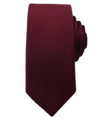 Krawat Męski w Deliatny Prążek -WĄSKI- 5 cm - Angelo di Monti, Bordowy. Czerwone krawaty i muchy Angelo di Monti, bez wzorów. Za 45.00 zł.