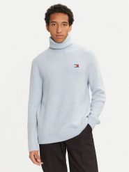 Tommy Jeans Golf DM0DM20602 Błękitny Slim Fit. Niebieskie golfy Tommy Jeans, m, bez wzorów, z jeansu, bez kołnierzyka, bez ramiączek. Za 249.99 zł.