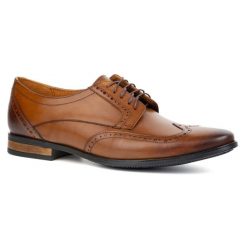 Olivier Męskie półbuty skórzane typu brogsy – Model 1023 brązowe. Brązowe eleganckie półbuty bez wzorów, z materiału, bez obcasa, bez zapięcia. Za 408.14 zł.