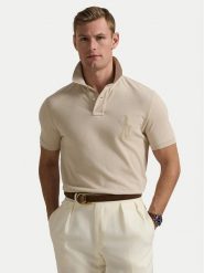 Polo Ralph Lauren Polo 710938137011 Beżowy Slim Fit. Brązowe koszulki polo Polo Ralph Lauren, m, bez wzorów, z bawełny, bez kołnierzyka, bez ramiączek. Za 759.99 zł.