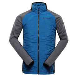 Bluza męska sportowa z wełną merino Alpine Pro Jorw. Niebieskie bluzy bez kaptura Alpine Pro, m, bez wzorów, z wełny, bez kaptura. Za 349.00 zł.
