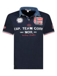 Geographical Norway Koszulka polo "Koptaine" w kolorze granatowym rozmiar: S. Niebieskie koszulki polo sportowe Geographical Norway, s, bez wzorów, z bawełny, bez kołnierzyka, bez ramiączek. Za 65.85 zł.