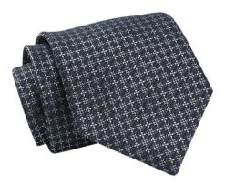 Krawat Klasyczny, Granat w Drobny Wzór - Męski, Szeroki - CHATTIER. Niebieskie krawaty i muchy Chattier, bez wzorów, z tkaniny. Za 49.00 zł.