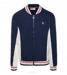 Bluza tenisowa Fila Settanta. Niebieskie bluzy bez kaptura Fila, uniwersalny, z aplikacjami, z bawełny, bez kaptura. Za 246.99 zł.