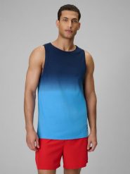 4F Koszulka bez rękawów regular z nadrukiem męska - granatowa XL. Niebieskie bezrękawniki 4F, m, bez wzorów, z bawełny, bez kołnierzyka, bez ramiączek. Za 59.99 zł.