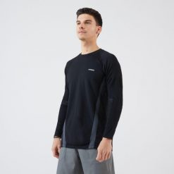 Koszulka do tenisa długi rękaw męska Artengo Thermic. Czarne bluzy ARTENGO, l, bez wzorów, z elastanu, bez kaptura. Za 79.99 zł.