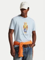 Polo Ralph Lauren T-Shirt 710P07347001 Błękitny Regular Fit. Niebieskie koszulki polo Polo Ralph Lauren, m, bez wzorów, z bawełny, bez kołnierzyka, bez ramiączek. Za 639.99 zł.