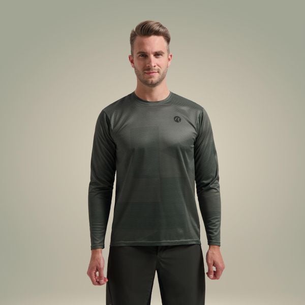 Koszulka rowerowa męska MTB Rogelli Advntr Core z długim rękawem. Zielone bluzy Rogelli, m, bez wzorów, bez kaptura. W wyprzedaży za 147.00 zł.