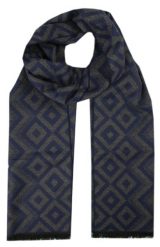 Męski Szalik z Wiskozy - Alties - Popiel i Granat, Figury Geometryczne. Niebieskie szaliki Alties, bez wzorów, z bawełny. Za 59.00 zł.