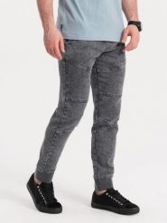 Spodnie męskie marmurkowe JOGGERY z przeszyciami - szare V3 - Rozmiar: S. Szare joggery i bojówki Ombre Clothing, l, bez wzorów, z bawełny. W wyprzedaży za 69.99 zł.