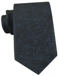 Czarno-Granatowy Krawat z Fakturą w Kwiaty - Chattier. Niebieskie krawaty i muchy Chattier, bez wzorów, z tkaniny. Za 55.00 zł.