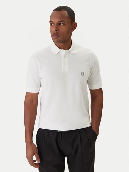 Armani Exchange Polo XM000367 AF13022 U0009 Biały Regular Fit. Białe koszulki polo Armani Exchange, l, bez wzorów, z bawełny, bez kołnierzyka, bez ramiączek. Za 219.99 zł.