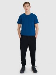 4F Spodnie dresowe joggery męskie - czarne L. Czarne joggery i bojówki 4F, l, bez wzorów, z bawełny, sportowe. W wyprzedaży za 159.99 zł.