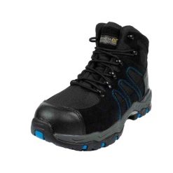 Buty Ochronne Męskie Skóra Downburst. Czarne buty turystyczne Regatta, bez wzorów, z gumy, bez zapięcia, trekkingowe. Za 323.99 zł.