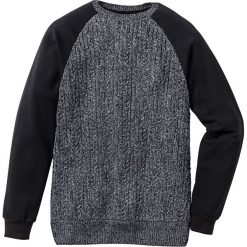 Sweter z rękawami i tyłem z dzianiny dresowej Slim Fit bonprix czarny. Swetry nierozpinane marki bonprix. Za 59.99 zł.