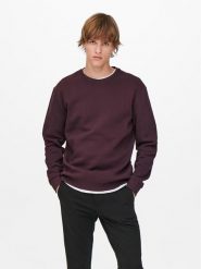 Only & Sons Bluza 22018683 Bordowy Regular Fit. Czerwone bluzy Only & Sons, m, bez wzorów, z bawełny, bez kaptura. Za 99.99 zł.