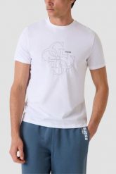 GUESS Biały bawełniany t-shirt męski na krótki rękaw z wyszywanym logo 4G Tiberio, Rozmiar M. Białe t-shirty Guess, m, z aplikacjami, z bawełny, bez kołnierzyka, bez ramiączek. W wyprzedaży za 179.99 zł.