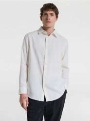 Koszula regular fit z lyocellu - złamana biel. Koszule Reserved, l, bez wzorów, z lyocellu, bez kołnierzyka, bez ramiączek. W wyprzedaży za 79.99 zł.