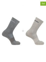 SALOMON Skarpety funkcyjne (2 pary) "Evasion Crew" w kolorze beżowo-szarym rozmiar: 39-41. Brązowe skarpety Salomon, bez wzorów, prążkowane. Za 37.12 zł.