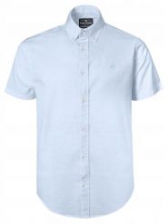 Lniano-Bawełniana Koszula Męska - Pako Jeans - Błękitna. Niebieskie koszule Pako Jeans, l, bez wzorów, z bawełny, bez kołnierzyka, bez ramiączek. Za 199.00 zł.