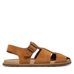 Sandały Fly London. Brązowe sandały Fly London, bez zapięcia. Za 589.99 zł.