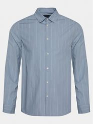 Sisley Koszula 5B8SSQ03A Niebieski Regular Fit. Niebieskie koszule Sisley, m, bez wzorów, z bawełny, bez kołnierzyka, bez ramiączek. Za 199.99 zł.