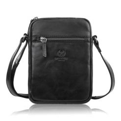 Saszetka męska skórzana na ramię klasyczna czarna mała funkcjonalna Paolo Peruzzi SL-03-BL. Czarne torby na ramię bez wzorów, ze skóry, na ramię, małe, bez dodatków. Za 199.00 zł.