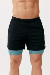Męskie spodenki sportowe z podspodenkami Rough Radical Fast Duo Shorts. Czarne krótkie spodenki sportowe ROUGH RADICAL, m, bez wzorów, z dzianiny. Za 127.92 zł.