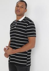 Czarna Bawełniana Koszulka Polo w Paski Maumiz. Czarne koszulki polo Born2be, m, bez wzorów, z bawełny, bez kołnierzyka, bez ramiączek. W wyprzedaży za 67.99 zł.