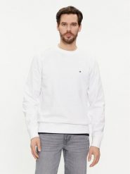 Tommy Hilfiger Bluza Flag Logo MW0MW32735 Biały Regular Fit. Białe bluzy Tommy Hilfiger, m, bez wzorów, z bawełny, bez kaptura. Za 269.99 zł.