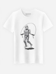WOOOP Koszulka "Stormtrooper Skipping" w kolorze białym rozmiar: XXL. Białe bezrękawniki Wooop, xxl, bez wzorów, z bawełny, bez kołnierzyka, bez ramiączek. Za 56.99 zł.