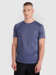 4F Koszulka do biegania szybkoschnąca męska - niebieska L. Niebieskie t-shirty sportowe 4F, bez wzorów, z materiału, bez ramiączek, do biegania. Za 129.99 zł.