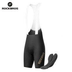 Krótkie spodenki kolarskie z szelkami ROCKBROS. Czarne spodenki rowerowe ROCKBROS, l, bez wzorów, z lycry, na fitness i siłownię. Za 329.12 zł.
