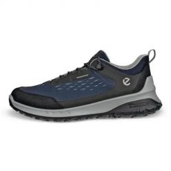 Buty trekkingowe męskie Ecco ULT-TRN WP. Niebieskie buty turystyczne ecco, bez wzorów, z materiału, bez zapięcia, trekkingowe. Za 793.00 zł.